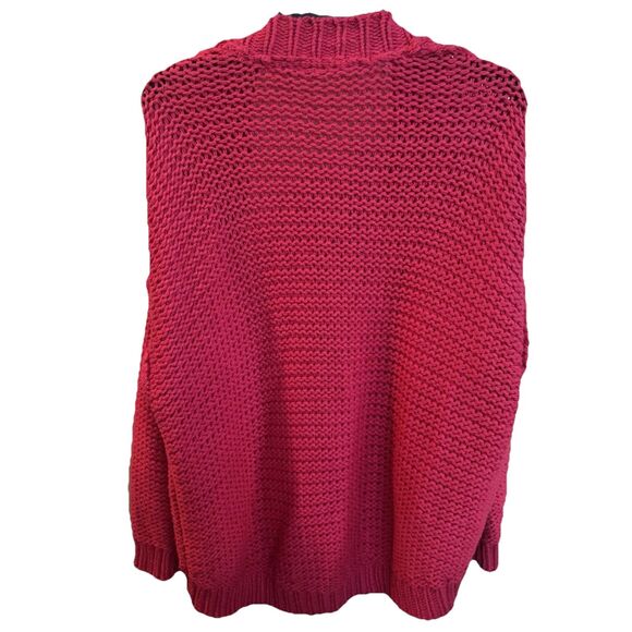 Anthropologie Moth Medium Pink Cardigan Open Front Chunky Knit Girly Bright - Picture 4 of 10